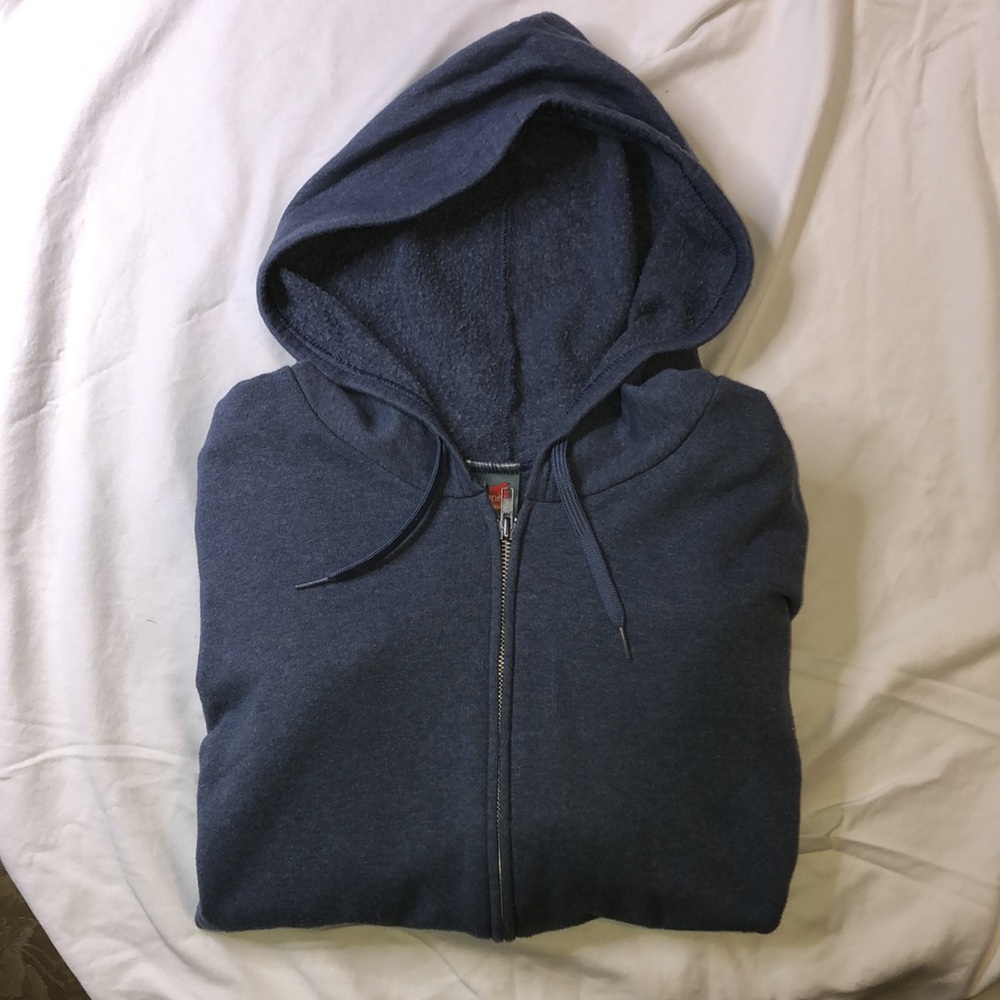 Hanes Premium Hooded Zip Up Sweatshirt With Front Pockets & Metal Zipper